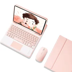 Universal Bluetooth Tablet Keyboard with Integrated Pencil Holder - iPad Pro 4 (11 - inch) (X7 pink set)