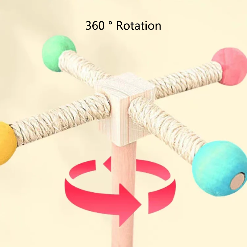 360 &deg; Rotating Parrot Bird Toy Solid Wood Bird Exercise Climbing Standing Wooden Toys Pet Parrot Macaw Cage toys Amusing