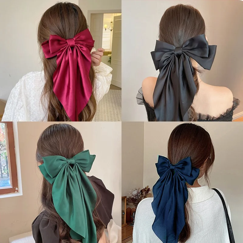Elegant Solid Color Bow Hair Clip - Stylish Ribbon Accessory