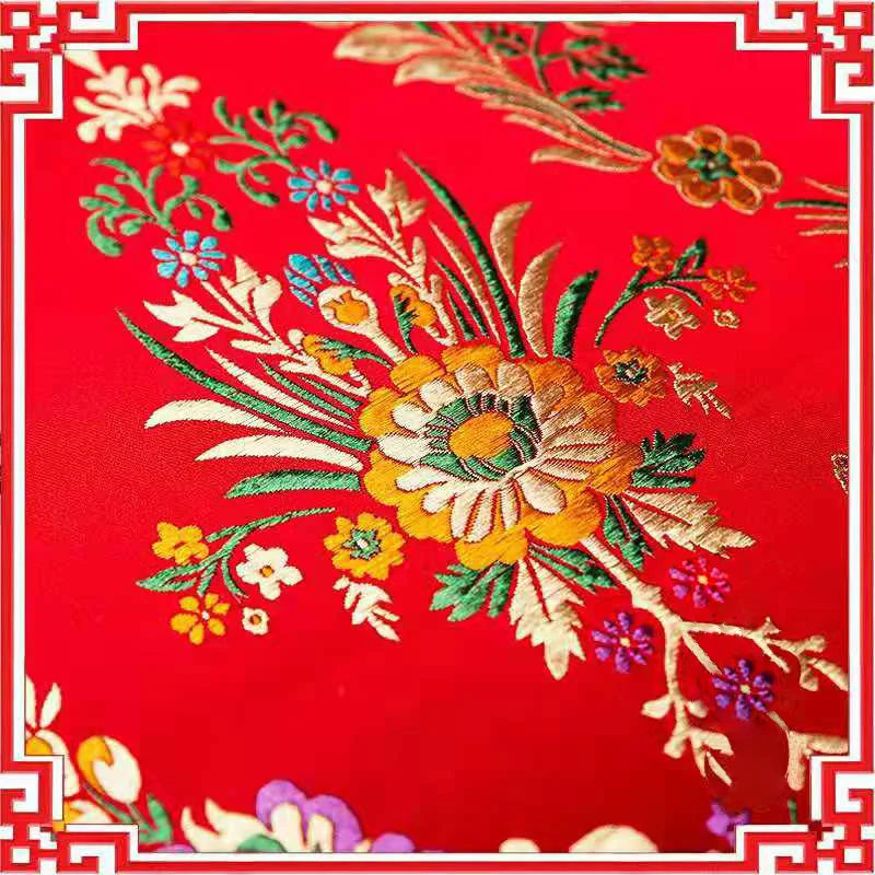 brocade jacquard flower-pattern damask fabrics for silk satin dress sewing cheongsam and kimono diy designer patchwork material