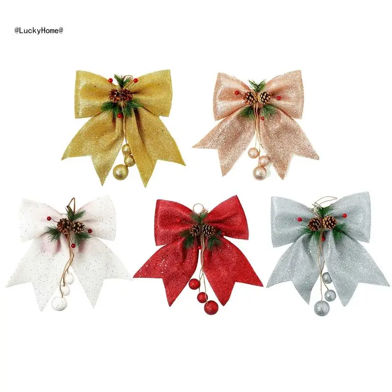 

11UA Рождественские банты с сосновыми шишками для украшения венка, гирлянды, украшения для рождественской елки, украшения для и