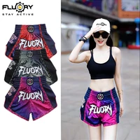 Fluory Gradient Muay Thai Shorts Colorful Font Line  Sportswear for Active Lifestyle Boxing Shorts