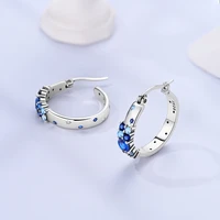 al 925 Sterling Silver Blue Zirconium Butterfly Earrings Colored Hoop Earrings Women Female Party Fine Earring Jewelry 4
