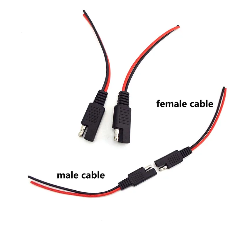 18AWG 10 ซม.SAE ชายหญิง Power EXTENSION CONNECTOR สําหรับ DIY ยานยนต์พลังงานแสงอาทิตย์แบตเตอรี่ปลั๊ก SAE สาย m20 1