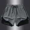 2-in-1 Double Layer Shorts, Men's Fashion Gradient Stretch Sports Shorts For Summer Gym Workout Training 1