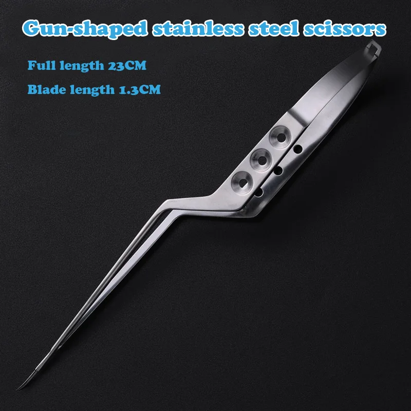 Stainless steel gun-shaped scissors microsurgery extracerebral neurosurgery fine reed tissue cutting ophthalmic scissors 3