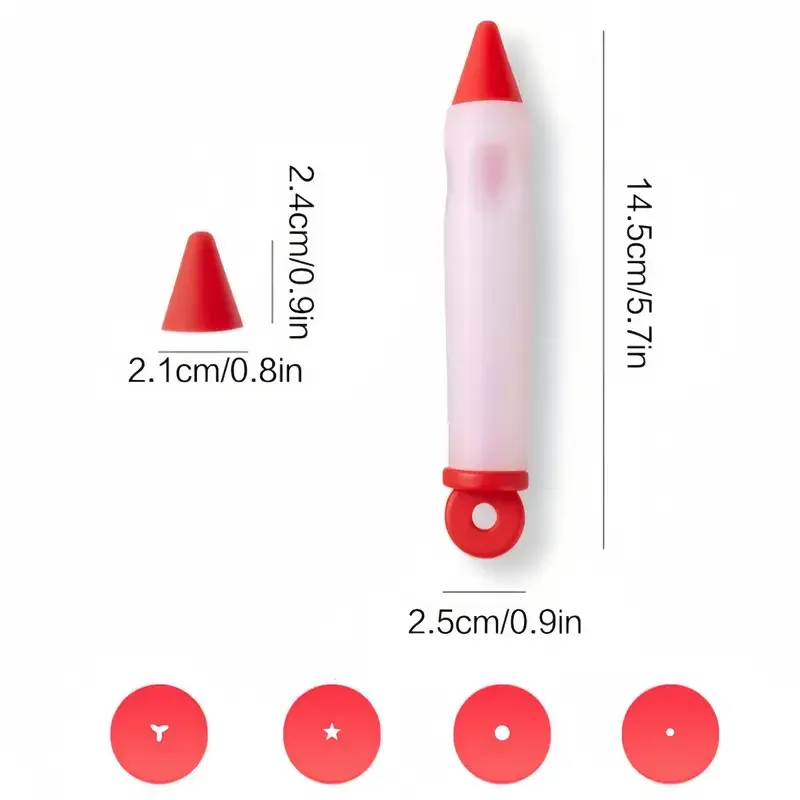4 قطع من أدوات تزيين الكيك من السيليكون لكتابة الطعام، أدوات تزيين كريم الشوكولاتة مع 4 رؤوس فوهات معجنات أنابيب الصقيع