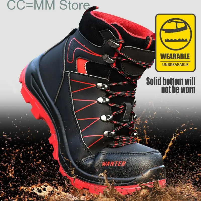 New High Top Work Safety Shoes for Steel Toe Cap Indestructible Working Quality Boots Anti-smash Anti-puncture Outdoor Sneakers