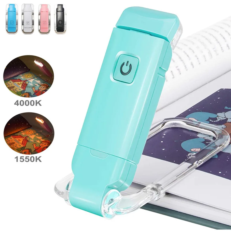 LED Reading Light USB Charging Mini Reading Light Clip-on Bookmark Book Light Portable Bookmark Portable Bedside Desk Lamp