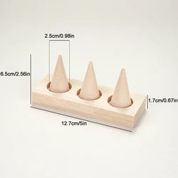 Versatile Wooden Ring Holder for Jewelry Storage and Display (3 fingered conical)