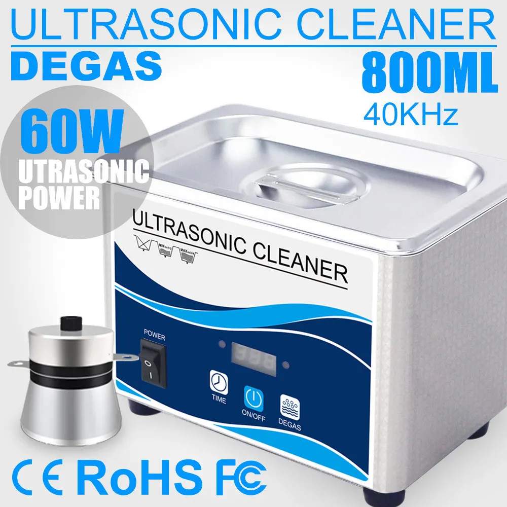 Household Digital Ultrasonic Cleaner 800ml 35W/60W Stainless Steel Bath 110V 220V Degas Ultrasound Washing For Watches Jewelry 360w ultrasonic cleaner 10l bath degas ultrasound cleaning for bullets shell motor parts filter lab injector remove oil rust