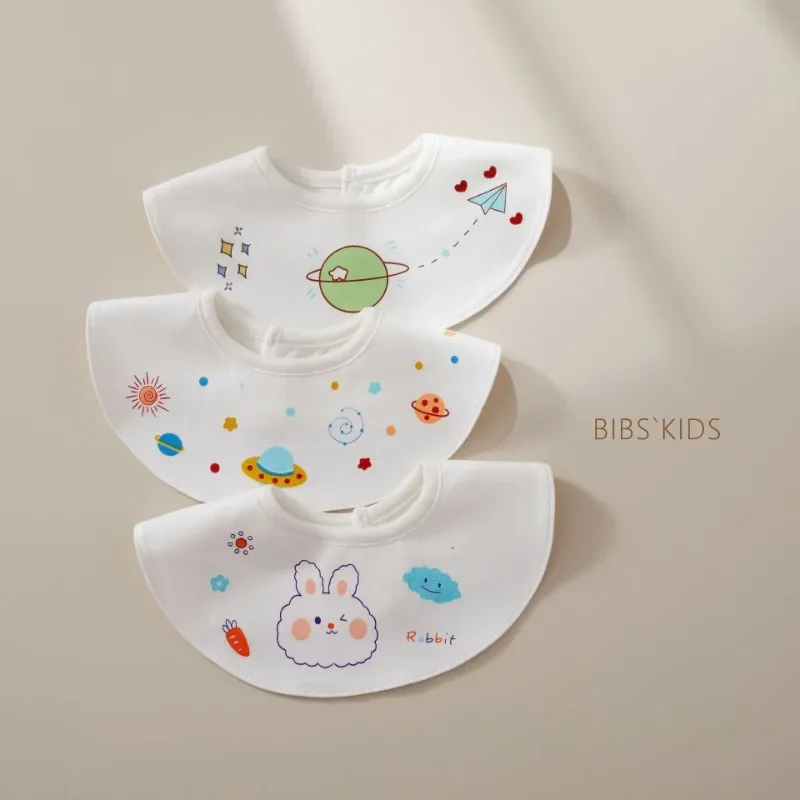

New Design Planet Baby Medium Round Saliva Towel Spring and Autumn Milk Bib Pure Cotton Swivel Bib