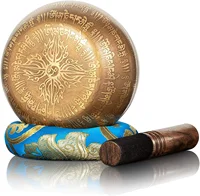 12cm Diameter Handmade Singing bowls with Leather Stick 4 Buddha Design Meditation Mindfulness Sound bowl 2