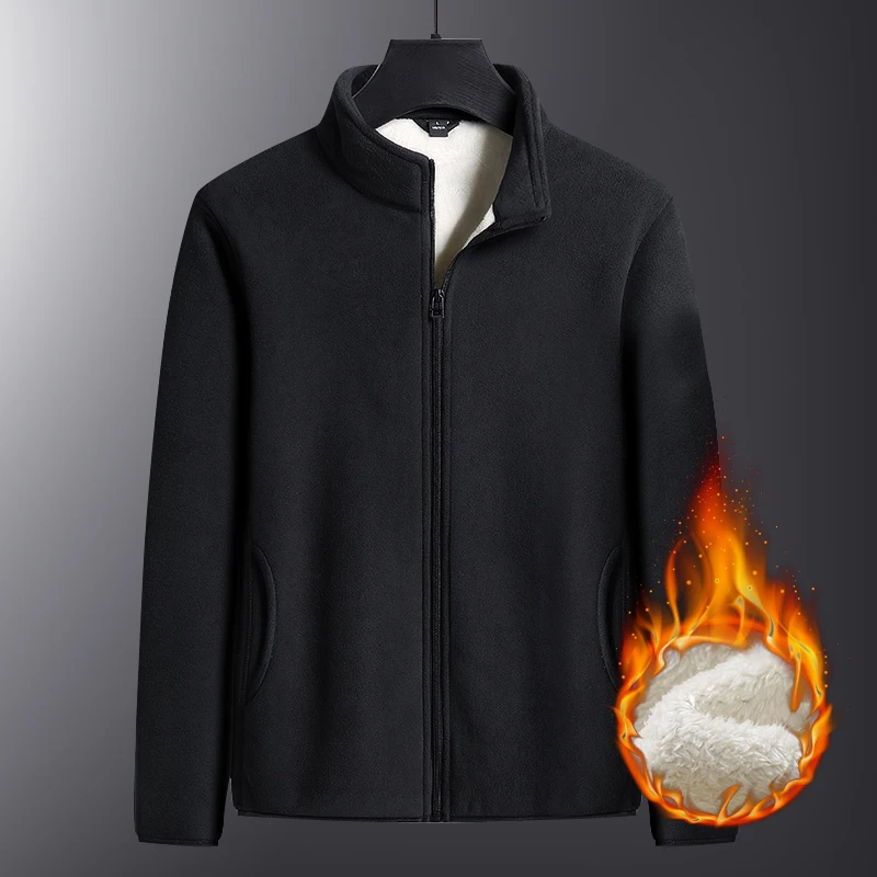 Autumn And Winter New Mock Collar Plush Thermal Fleece Jacket Fashion Handsome Casual Versatile Men'S Outdoor Sports Coat