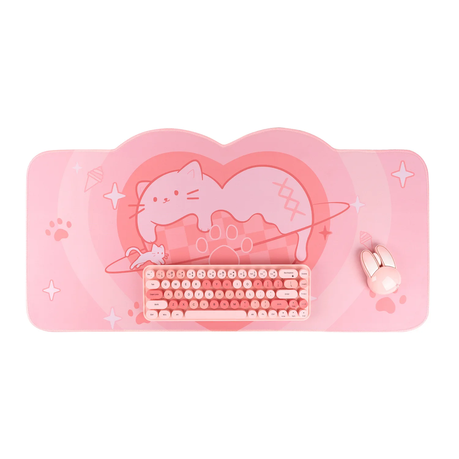 Tappetino Per Mouse GeekShare Kawaii – Fragole E Crema – 70x38 Cm, Antiscivolo, Impermeabile, Grande Tappetino Da Scrivania Per Gaming E Ufficio