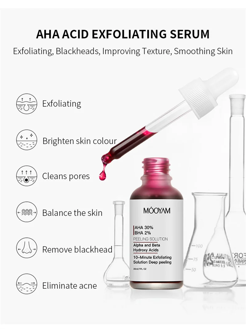 AHA30% BHA2% Растворы для пилинга с гликолевой кислотой, сыворотка