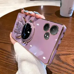 Astronaut Electroplated All - Inclusive Silicone Soft Phone Case with Bracket - Realme GT Neo6 (PURPLE)