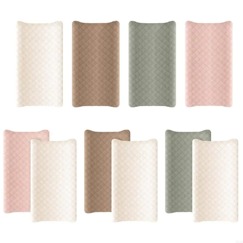 QX2D Pack of 2pcs/1pc Quilted Cotton Changing Pad Cover Fitted Sheet for Baby Comfort