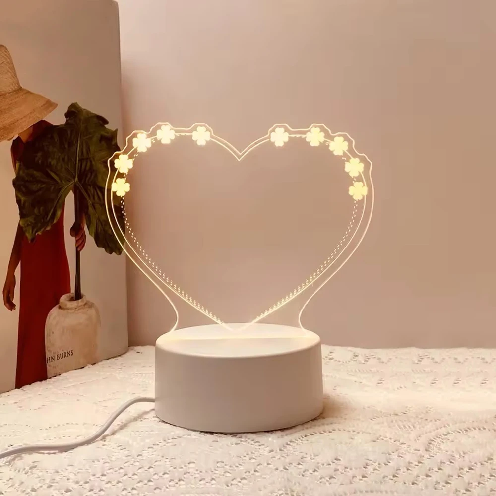 LED Note Board Night Light Creative USB Warm Light Message Board with Writing Pen Erasable Acrylic Drawing Children's Gift