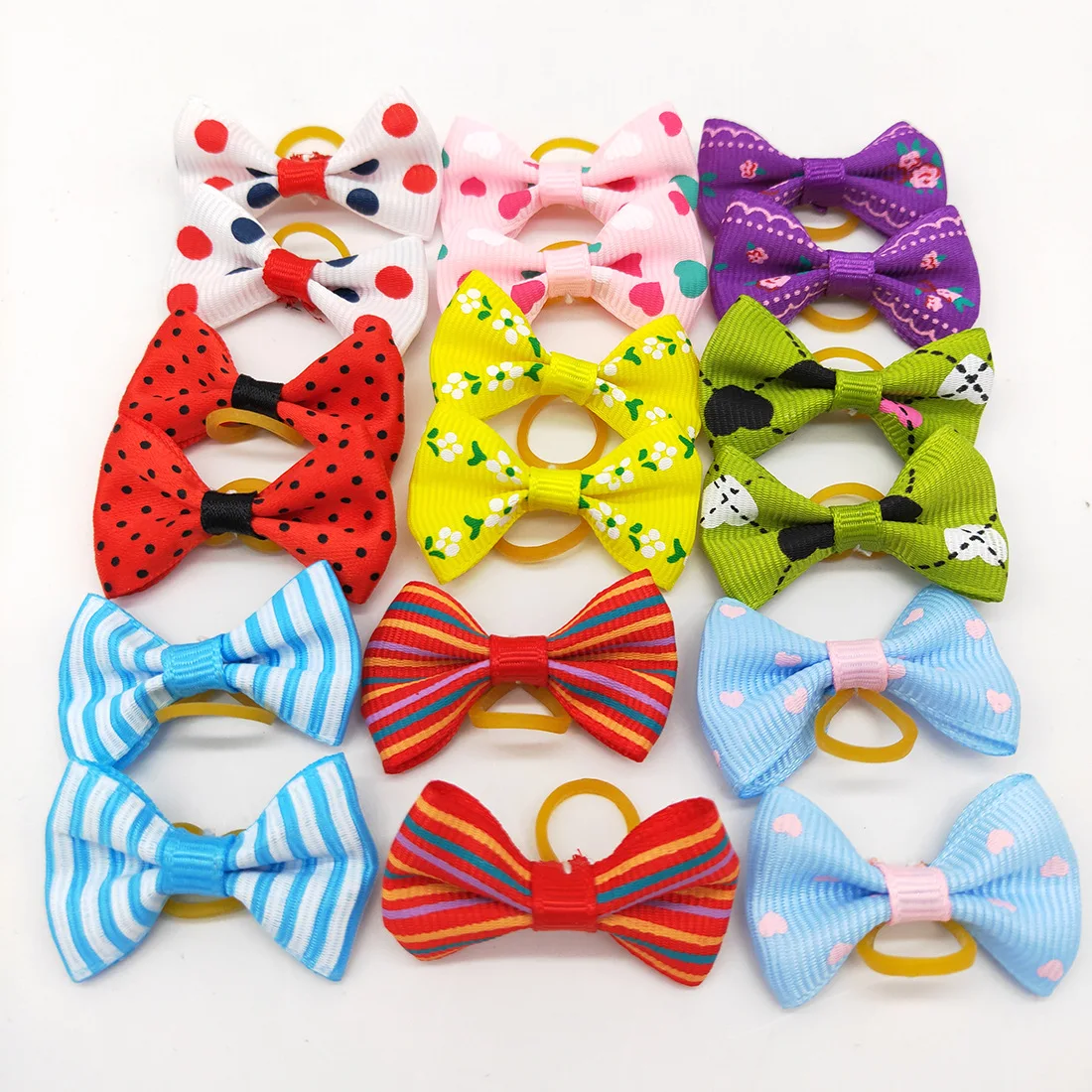 10pcs Dog Grooming Bows Cat Dog Hair Bows Small Pog Grooming Accessories Dog Hair Rubber Bands Pet Supplies