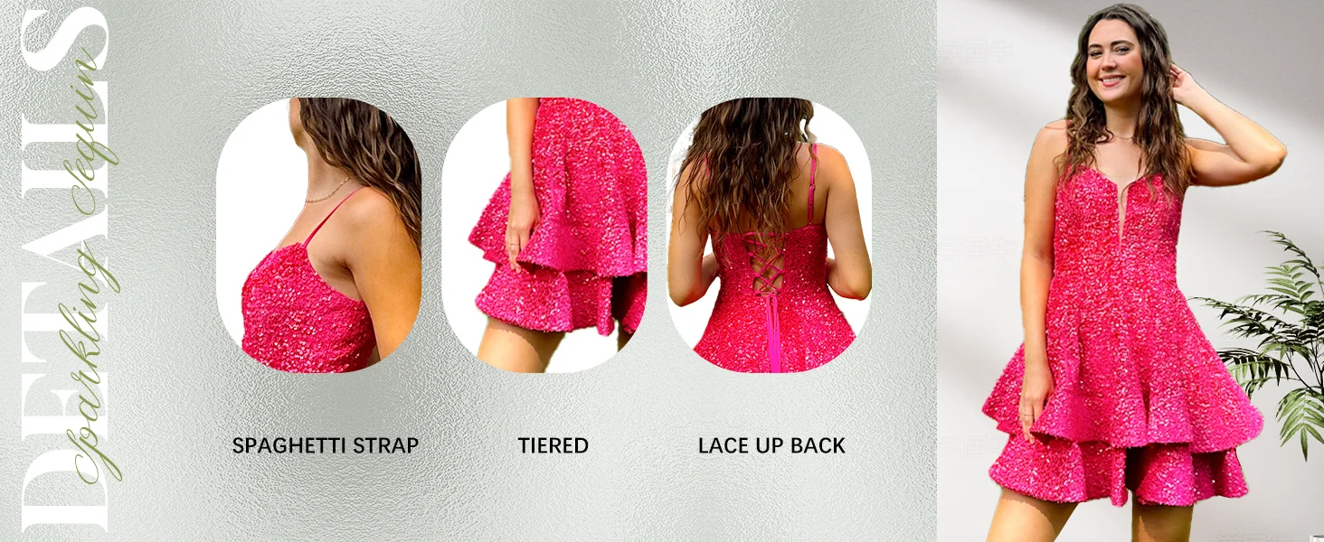 Vestidos de fiesta cortos con lentejuelas brillantes para adolescentes 2024, tirantes finos, minivestido formal de graduación con capas