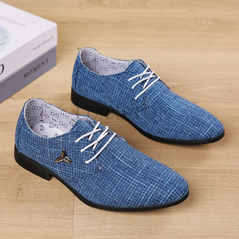 Chaussures provoqué classiques en chanvre pour hommes, Oxford, Zapatos Zones, Italie, Tissu à lacets, Social, Formel, Automne, Nouveau, 2021