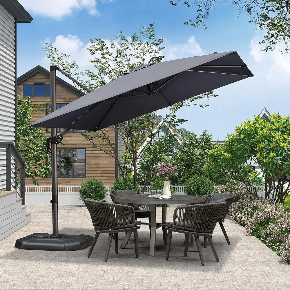 

9 Feet Patio Umbrella Outdoor Cantilever Square Umbrella Aluminum Offset Umbrella with 360-degree Rotation for
