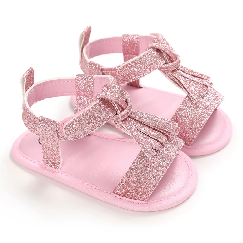 0-18M Fashion Newborn Pink Baby Shoes Non-slip Cloth Bottom Shoes For Girls Elegant Breathable Leisure Baby First Walking Shoes