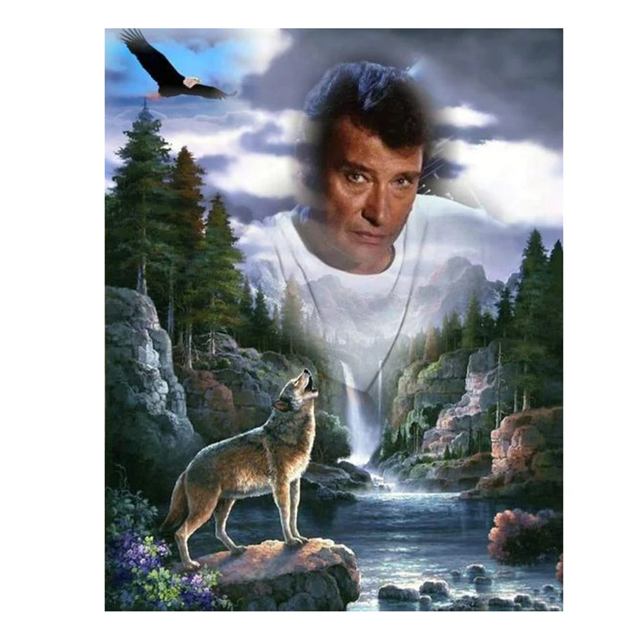 

Diamond embroidery Johnny Hallyday Wolf eagle 5d diy diamond painting mosaic puzzle picture of rhinestones cross-stitch