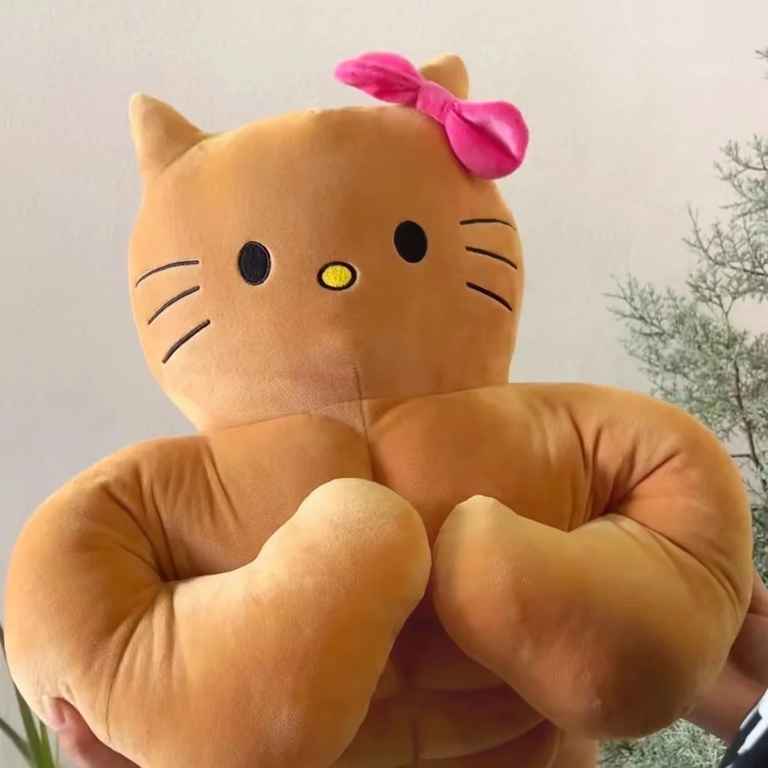 Sanrio Hawaii Hello Kitty Muscle pluszowy zabawny brzuch Boyfriend  Boyfriend poduszka pompon puryin lalka pluszowe boże narodzenie prezent -  AliExpress