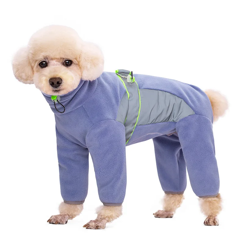 Hunde Winter Onesie Aus Fleece - Warmer Ganzkörperanzug Mit Reflektorstreifen