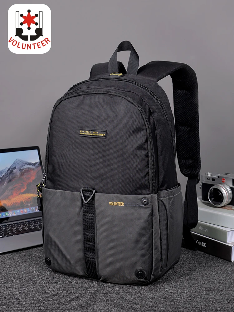 Volunteer Backpack for Men 2023 New Multi-pocket Trendy Waterproof  Commuter Versatile Large Capacity Laptop Nylon Bags 1698-03