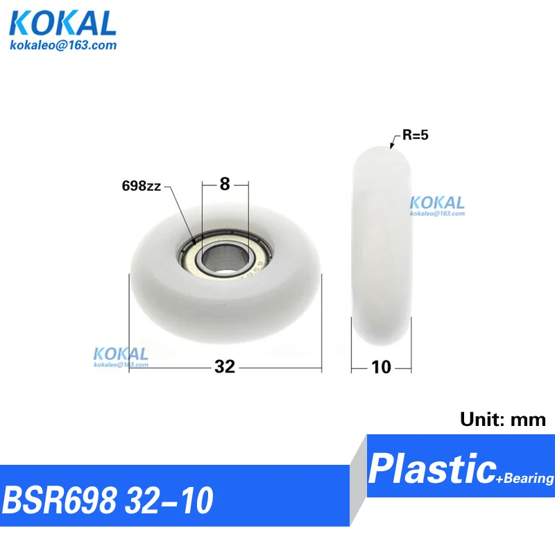 10PCS 608zz 698ZZ bearing coated POM cashbox roller shutter shower glass door wheel INNER DIA. 8MM Round type fiiting bearings shower door rollers shower room pulley shower room rollers