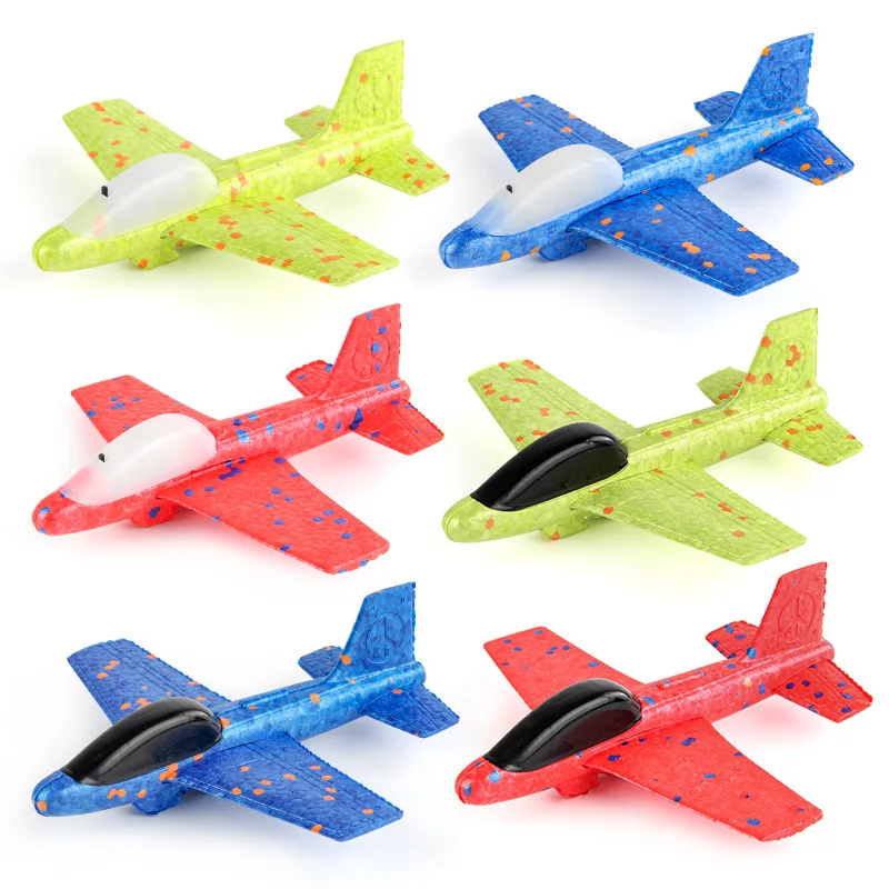 Children Ejecting Foam Aircraft Toys Slingshot Ejection Flight With Night Light Hand-throw Outdoor Sports Toy