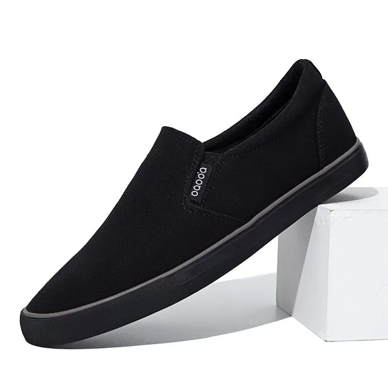블랙 캔버스 슬립온 작업화 남성용 여름 통기성 다용도 드라이버 슬리퍼 로우컷 샤프토 플랫힐 코튼 안감