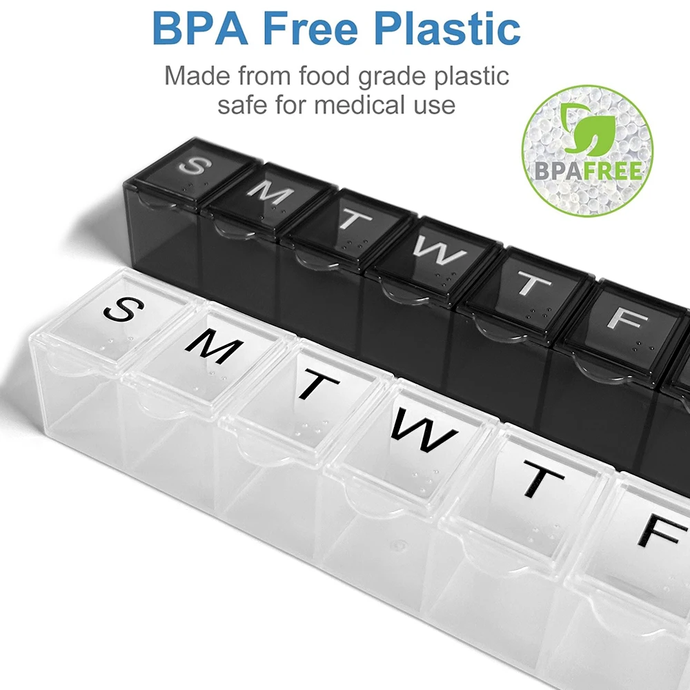 Weekly Pill Organizer, 7-Day Easy-Open Medicine Container