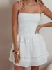 Women's Summer Slip Dress Sheer Lace Patchwork Sleeveless Tie Spaghetti Strap Backless Mini Dress 4