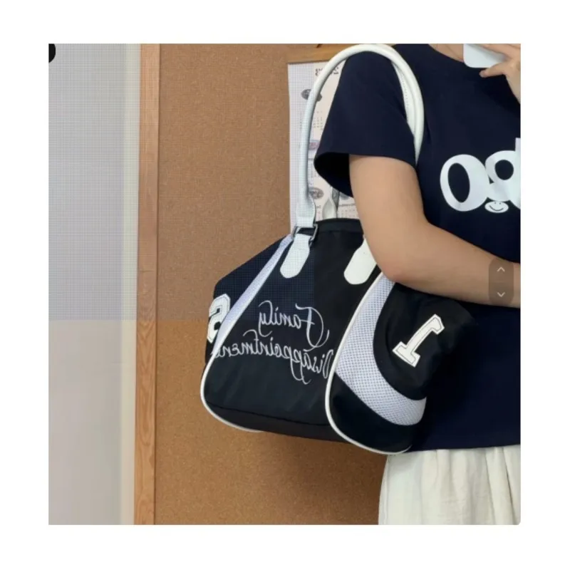 JIAERDI Sports Nylon Black Tote Bag Wallets Women Versatile Letter Casual Y2k Handbag Ladies Large Capacity Underarm Bag 2025