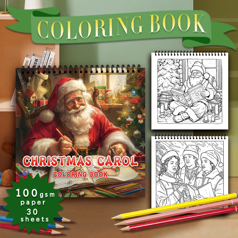 30 Sheets Adult Spiral Colouring Book, 8.3x 8.3 inch 100gsm Thick Paper, Perfect for Back to School Gifts, Halloween Gifts 2
