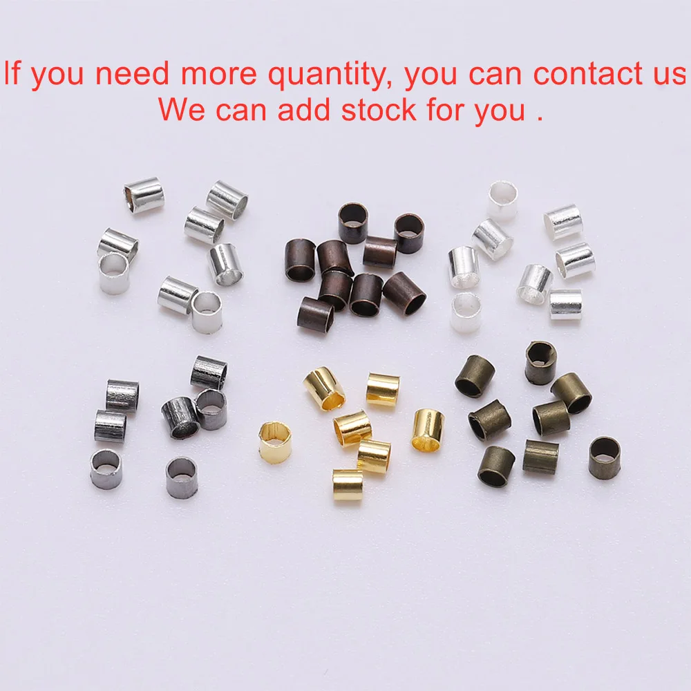 150-500pcs 1.5 2.0 2.5mm Gold Copper Tube Crimp End Beads Stopper Spacer Beads For Jewelry Making Findings Supplies Necklace