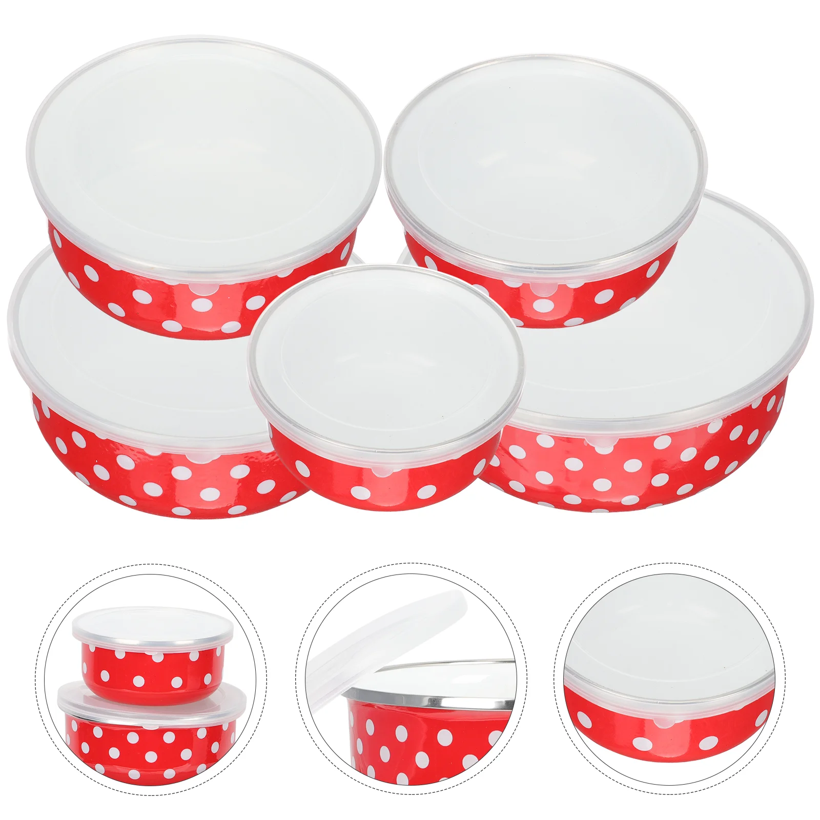 

Mixing Bowls Sets Enamel Prep Nesting Salads Prepared Food Container Kitchen Serving