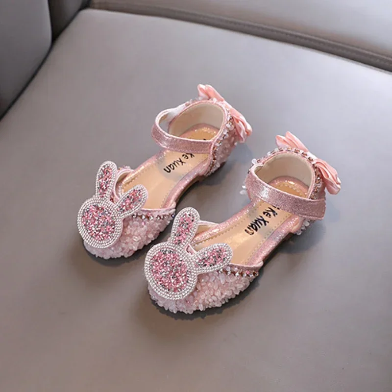 Sweet Kids Sandals for Girls Spring Summer Sequins Children Princess Shoes Causal Versatile Cute Bow Toddlers Dress Flat Sandals