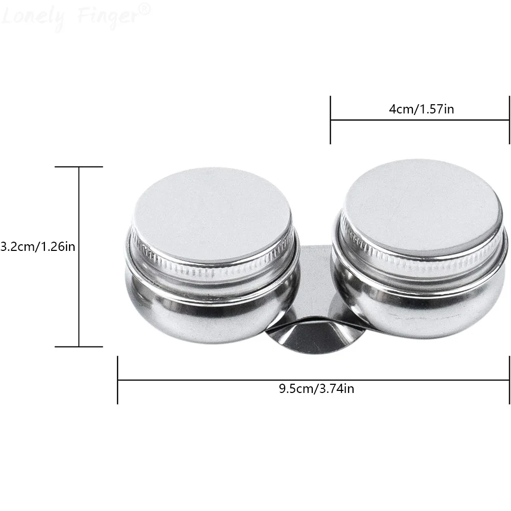 1/2 Pack Stainless Steel Oil Painting Double Palette Cup with Screw Lid Dipper Clip for Watercolor Gouache 2