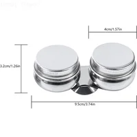 1/2 Pack Stainless Steel Oil Painting Double Palette Cup with Screw Lid Dipper Clip for Watercolor Gouache 2