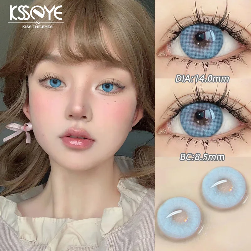 KSSEYE 1 Pair Korean Lenses Colored Contact Lenses for Eyes Prescription Myopia Beauty Pupil Soft Blue Lenses New Free Shipping