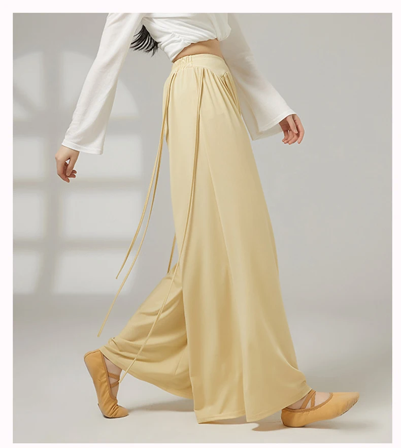 Damen-Tanzhose mit weitem Bein, modernes Design, Taillenband, atmungsaktiv, locker sitzende Übungshose, Performance-Tanzkleidung, Kostüm – Detail 10