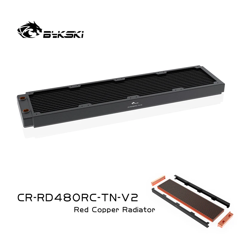 Bykski-radiador Fino com Suporte de Cobre Vermelho 120 mm Fan 240 mm 360 mm 480 mm 14 Fpi 120 mm Fan Water Cooling Liquild Cooler Row 30 mm - Imagem 5