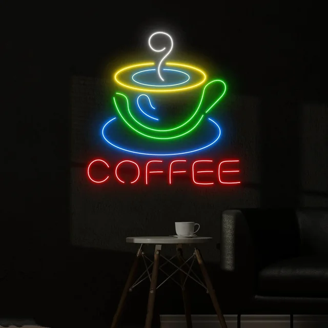 Coffee Neon Sign Attractive Coffee Cup Neon Sign Coffee Shop Wall Decor Coffee Store Wall Art