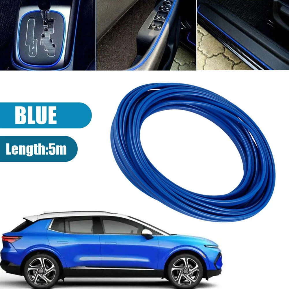 Bande de garniture de style de voiture bleue, ligne de moulage décorative, espace de porte flexible, accessoires automobiles, pièces intérieures, 5m