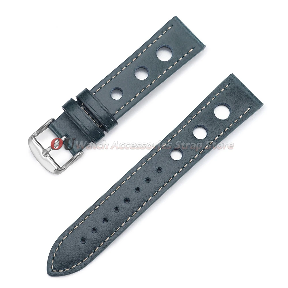 Vintage Leather Breathable Watch Strap - 20mm/22mm Cowhide Sport Bracelet